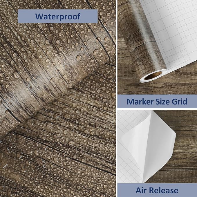 WESTICK Wood Countertop Wallpaper 394" x 15.8" Vintage Brown Wood Contact Paper - Image 8