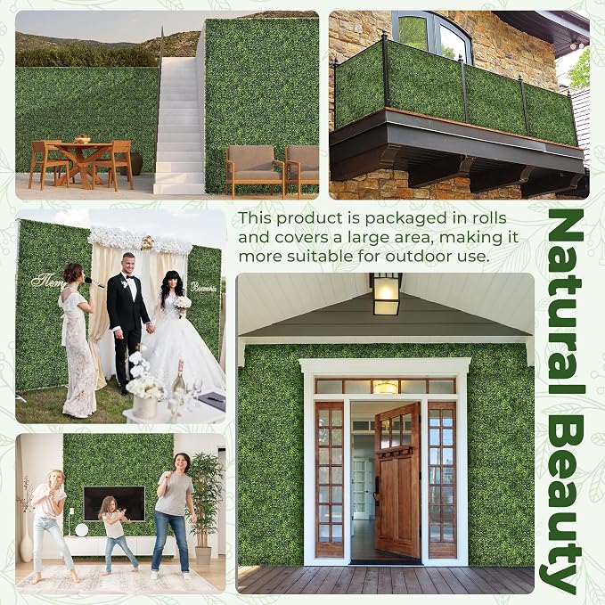 Artificial Boxwood Backdrop Roll: 80"x120" UV-Anti Greenery Faux Grass Hedge - Image 6