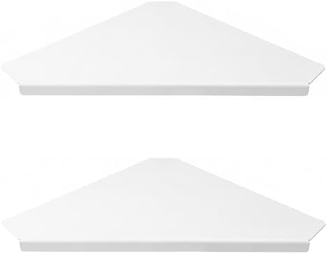 12" White Large Corner Floating Shelf Wall Mounted, Metal 2 Pcs - Image 2