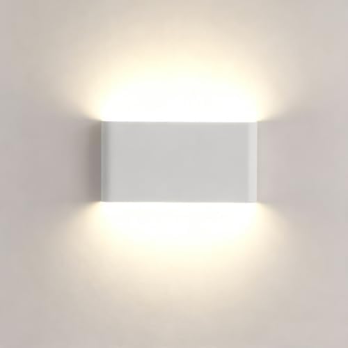 10" Hardwired White Rectangular Indoor Up Down LED Wall Sconce by LUXLUCIO