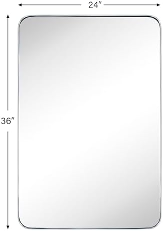 GRACTO 24 x 36'' Polished Nickel Rectangle Bathroom Vanity Mirror - Image 3