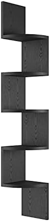 GREENDEW 5-Tier Wall Mount Radial Floating Corner Shelf, Wood Display Storage by GREENDEW