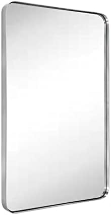 GRACTO 24x36'' Brushed Nickel Metal Framed Bathroom Mirror by GRACTO