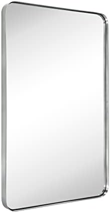 GRACTO 20x30 inch Brushed Nickel Stainless Steel Metal Framed Bathroom Mirror by GRACTO
