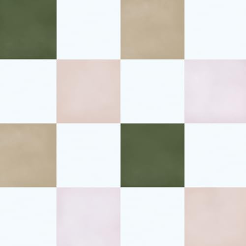 Ismoon Modern Peel and Stick Wallpaper Pink and Green Checkered Contact Paper by Ismoon