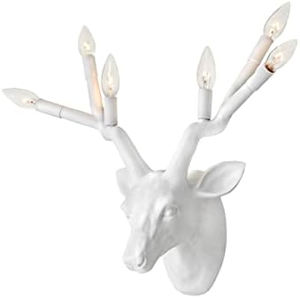 Hinkley Stag 6-Light Wall Sconce Deer Head w/Antlers, Chalk White Finish - Image 4