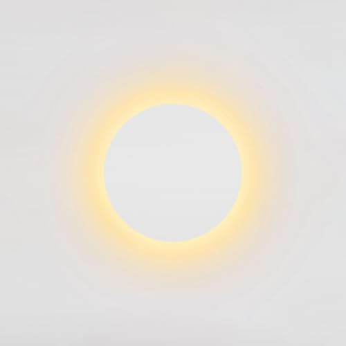 Hardwired 6.7" Round Backlit White Modern Indoor LED Wall Sconce by LUXLUCIO
