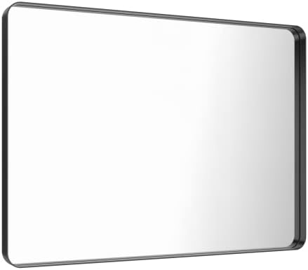 LOAAO 48X32 Inch Black Metal Framed Bathroom Mirror - Image 3