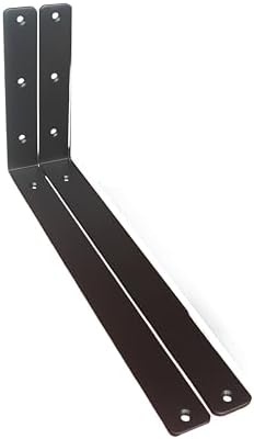 2 Pack - L 16" x H 8" x W1.5, 5mm Thick Black L Shelf Bracket, Iron Shelf by MHMYDZ