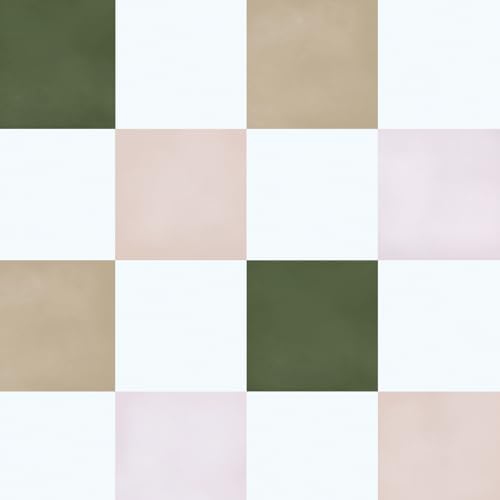 Ismoon Modern Peel and Stick Wallpaper Pink and Green Checkered Contact Paper by Ismoon