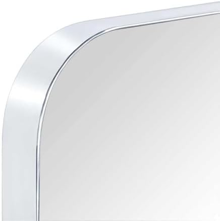 GRACTO 24x30'' Polished Nickel Metal Framed Bathroom Mirror - Image 5