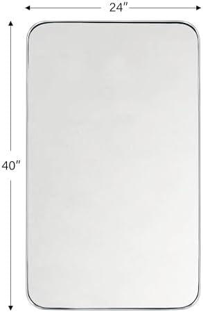GRACTO 24x40'' Polished Nickel Metal Framed Bathroom Mirror - Image 4
