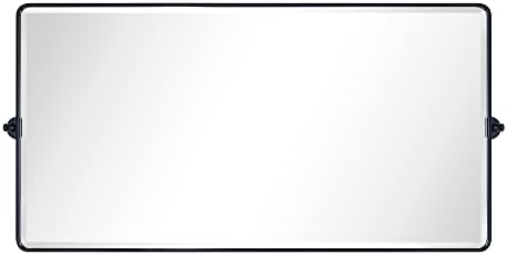 TEHOME Pivot Full Length Bathroom Vanity Mirror Matt Black Metal Framed Full by TEHOME