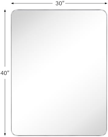 GRACTO 30 x 40'' Chrome Rectangle Bathroom Vanity Mirror - Image 3