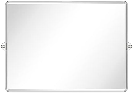 TEHOME Pivot Mirror Chrome Tilt Bathroom Vanity Mirror Black Metal Framed - Image 2