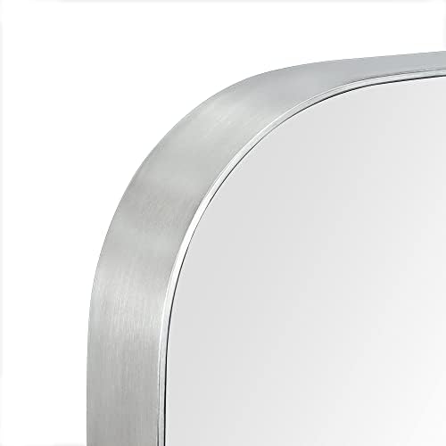 GRACTO 20x30 inch Brushed Nickel Stainless Steel Metal Framed Bathroom Mirror - Image 4