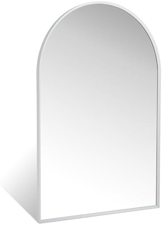 Silver Arched Mirror 24x36in, Metal Framed Bathroom Vanity Wall by Minuover