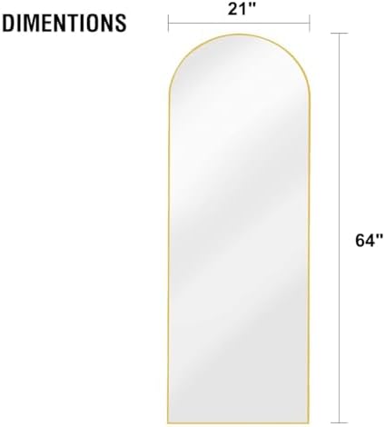 OGCAU 64"x21" Arched Full Length Mirror, Floor Full Body Mirror - Image 4