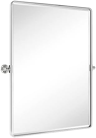 TEHOME Pivot Mirror Chrome Tilt Bathroom Vanity Mirror Large Metal Framed - Image 2