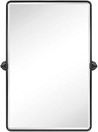 TEHOME Oil Rubbed Bronze Pivot Rectangle Mirrror Farmhouse Tiltable Rounded - Image 3