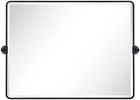 TEHOME Pivot Mirror Matt Black Tilt Bathroom Vanity Mirror Black Metal Framed by TEHOME