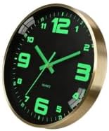 9.8-inch wall clock with metal frame, illuminated and silent by Unknown