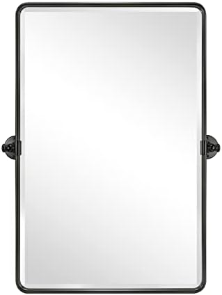 Farmhouse Pivot Rectangle Bathroom Mirror Oil Rubbed Bronze Metal Framed - Image 4