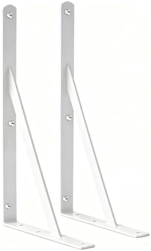 2 Pack L18 x H 12" White Heavy Duty Shelf Brackets by MHMYDZ