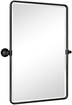 Farmhouse Pivot Rectangle Bathroom Mirror Oil Rubbed Bronze Metal Framed - Image 2