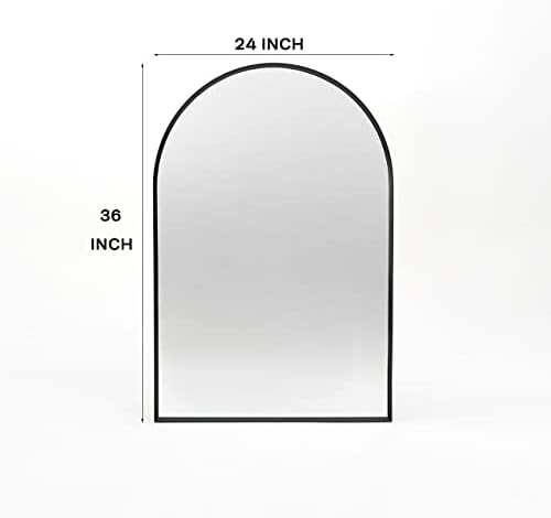 Black Arched Mirror 24x36in, Metal Framed Bathroom Vanity Wall - Image 2