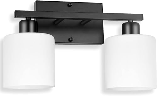Black Bathroom Light Fixtures Over Mirror, 2-Light Vanity Lights by Dekang