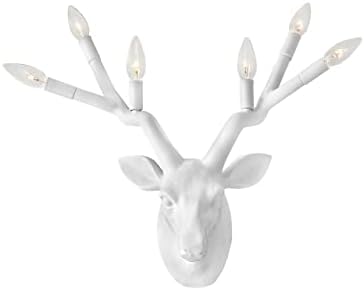 Hinkley Stag 6-Light Wall Sconce Deer Head w/Antlers, Chalk White Finish by Hinkley