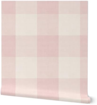 Spoonflower Pink Plaid Faux Peel and Stick Wallpaper by Spoonflower