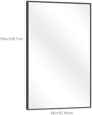 DESBING Black Bathroom Mirror for Wall, 55x36 Inch Rectangle Mirrors - Image 5