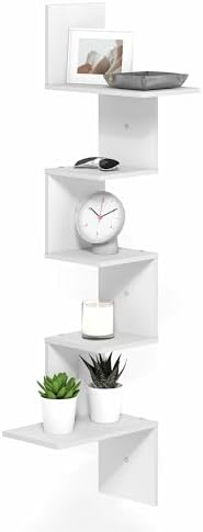 5-Tier Corner Square Wall Shelf, Radial Wall Mounted Book Shelf, Corner - Image 5