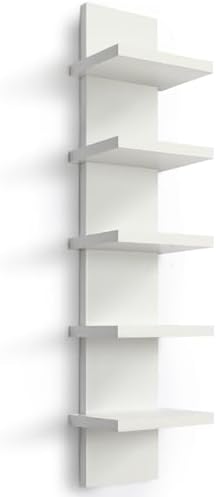 Homaterial 5 Tier Wall Shelf Unit, Small White Vertical Floating Shelf by Homaterial