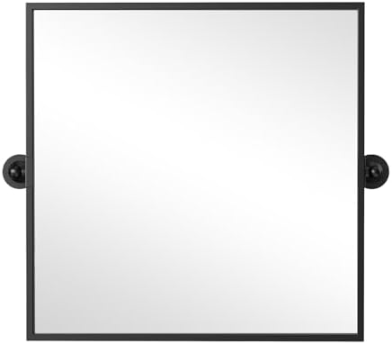 26"x26" Square Black Mirror, Pivot Mirror by GumcolyHomeDecoration