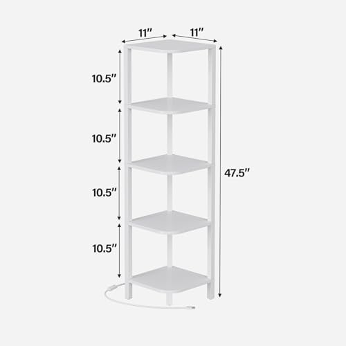 TUTOTAK Corner Shelf with LED Light, 5-Tier Corner Bookshelf - Image 2