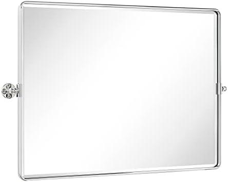 TEHOME Pivot Mirror Chrome Tilt Bathroom Vanity Mirror Black Metal Framed by TEHOME