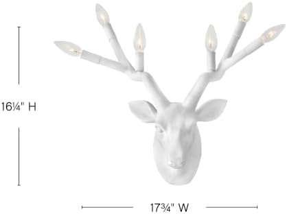 Hinkley Stag 6-Light Wall Sconce Deer Head w/Antlers, Chalk White Finish - Image 3