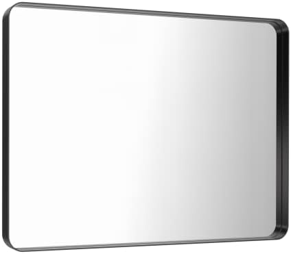 LOAAO 40X30 Inch Black Bathroom Mirror Metal Framed - Image 3