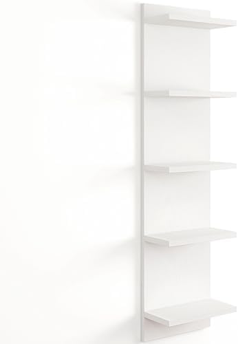 5 Tier White Floating Wall Shelf Unit, Vertical Storage Tower by FunMemories
