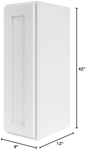 9" W x 42" H White Shaker Single-Door Kitchen Wall Cabinet - Image 3