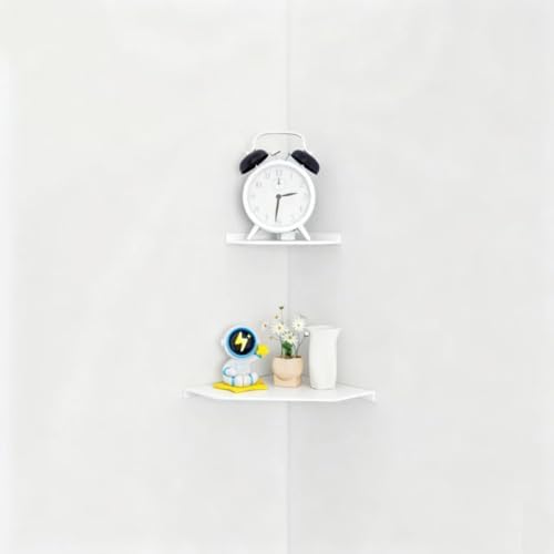 10 Inch White Floating Corner Shelf Wall Mounted, Large Triangle Storage Shelf - Image 2