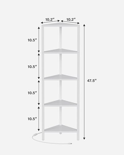 TUTOTAK Corner Shelf with LED Light, 5-Tier Corner Bookshelf - Image 2