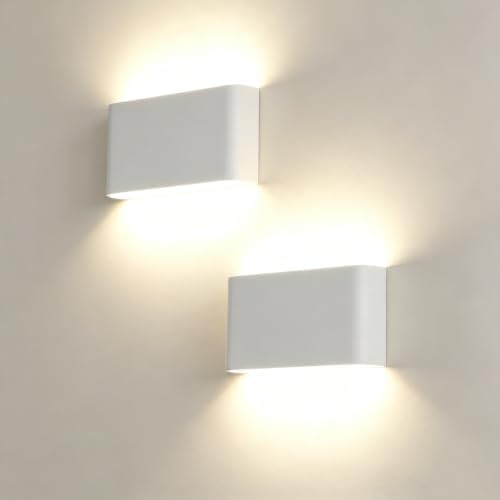10" White Rectangular Indoor Up Down LED Wall Sconce, 2 Pack by LUXLUCIO