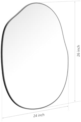 Black Irregular Mirror for Bathroom Asymmetrical Wood Vanity Mirror 24"x32" - Image 4