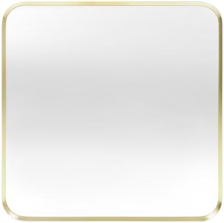 Gold Bathroom Mirror 30x30in, Metal Framed Rounded Rectangle Wall - Image 2