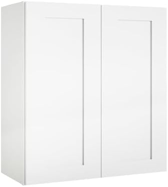 30" W x 42" H White Shaker Double-Door Kitchen Wall Cabinet by Lieeres