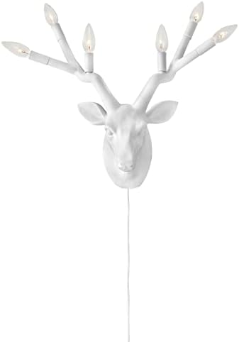 Hinkley Stag 6-Light Wall Sconce Deer Head w/Antlers, Chalk White Finish - Image 2